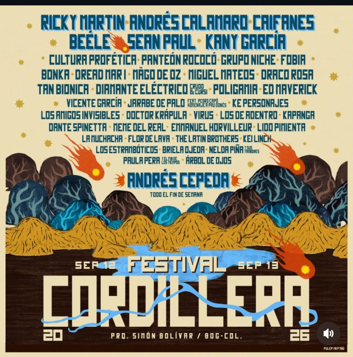 Ricky Martin, Andrés Calamaro, Caifanes, Sean Paul, Beéle y más íconos llegarán al Festival Cordillera 2026.